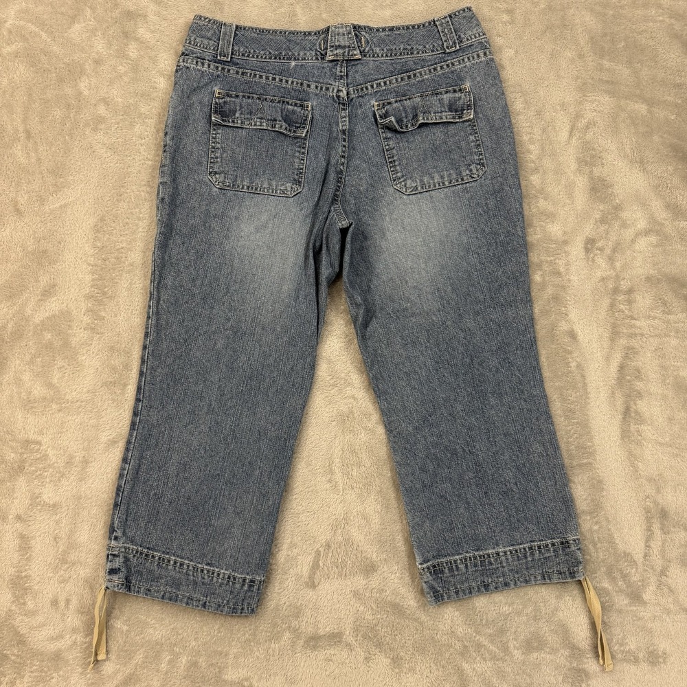 Vintage Hydraulic Jeans Womens 11/12 Wide Leg Capri 90s 2000s Y2K Drawstring - Picture 2 of 16